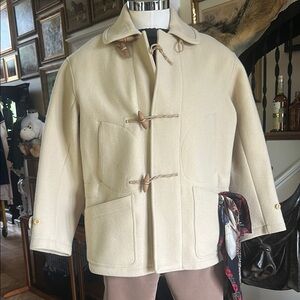 RRL Ralph Lauren Sz XL Wool Cream Blanket Coat Cream Wood Toggle EUC